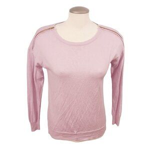 J Crew Merino Wool Sweater Womens Small Zip Shoulder Sweater Pastel Lilac Purple